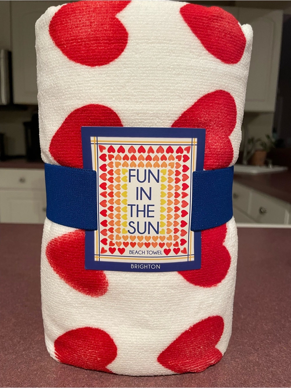 Brighton Fun In The Sun Ombre Hearts Towel. 60” X 30” NWT
